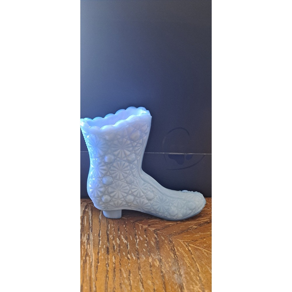 Boyd's Victorian High Boot Daisy & Button Alpine Blue Milk Glass
